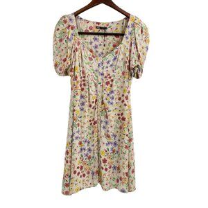 Zara Yellow Floral Cottagecore Puffed Sleeve Dress Womens Size Small Feminine